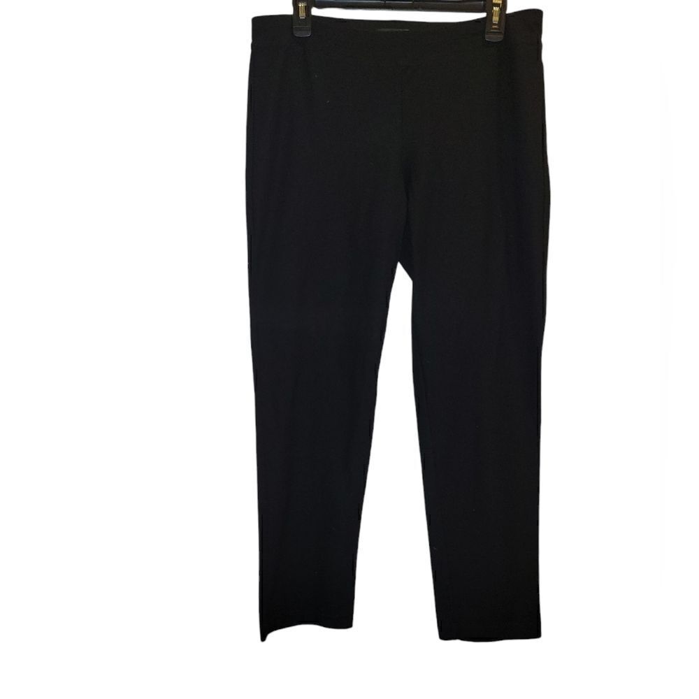 EILEEN Fisher Black Ponte Pull On Pants Leggings Vicose Nylon Spandex Stretch  M